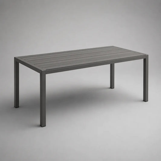 Rechteckiger Gartentisch aus pulverbeschichtetem Aluminium, Anthrazit, 150 × 90 × 74 cm