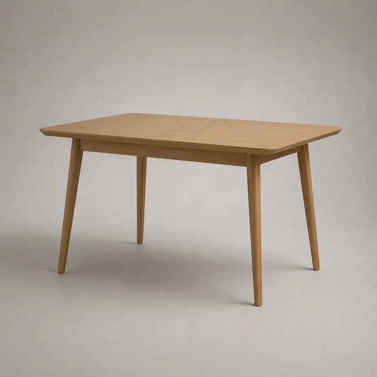 Ausziehbarer rechteckiger Esstisch aus massiver Eiche, Eiche Natur, 120–160 × 80 × 75 cm